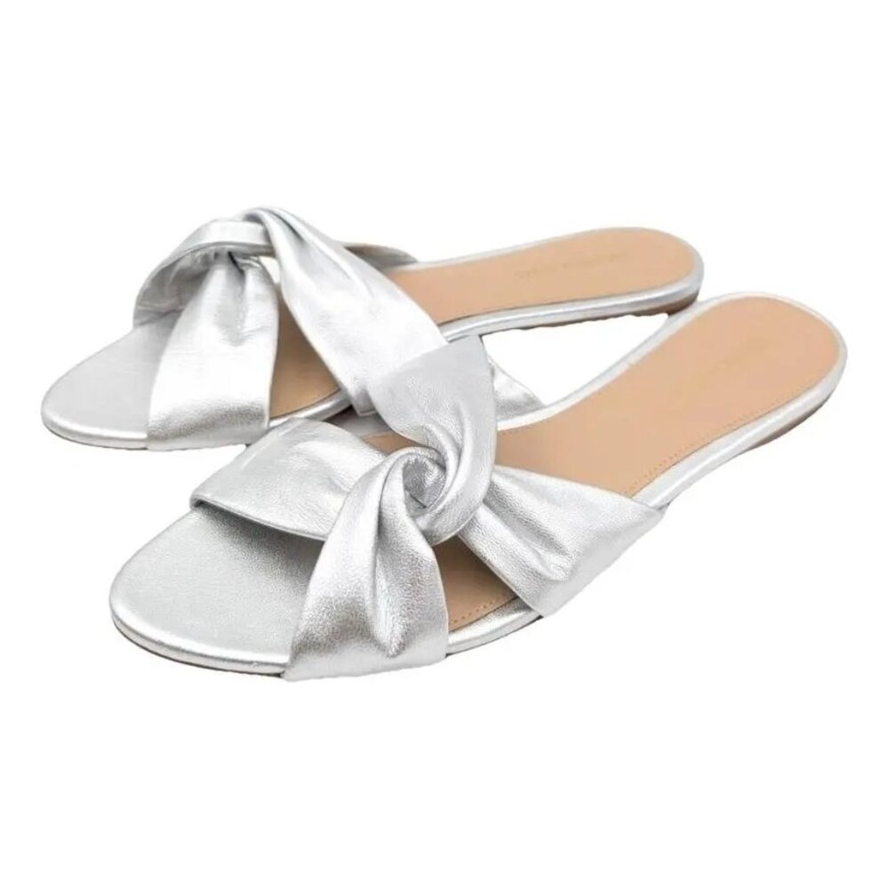 Veronica Beard Women Seraphina silver leather Twist Sandal US 8